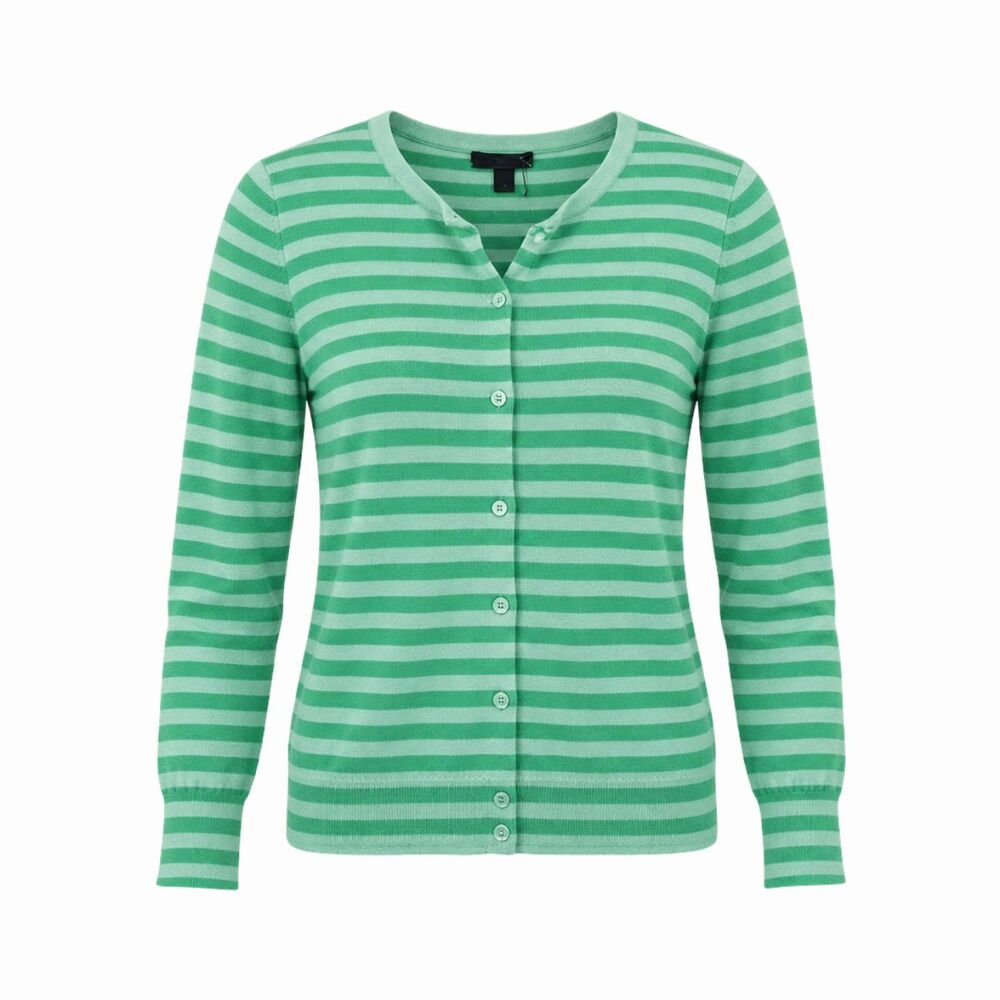 NWT J.CREW Womens Cardigan Green Italian Cashmere Knit Striped Sweater Large